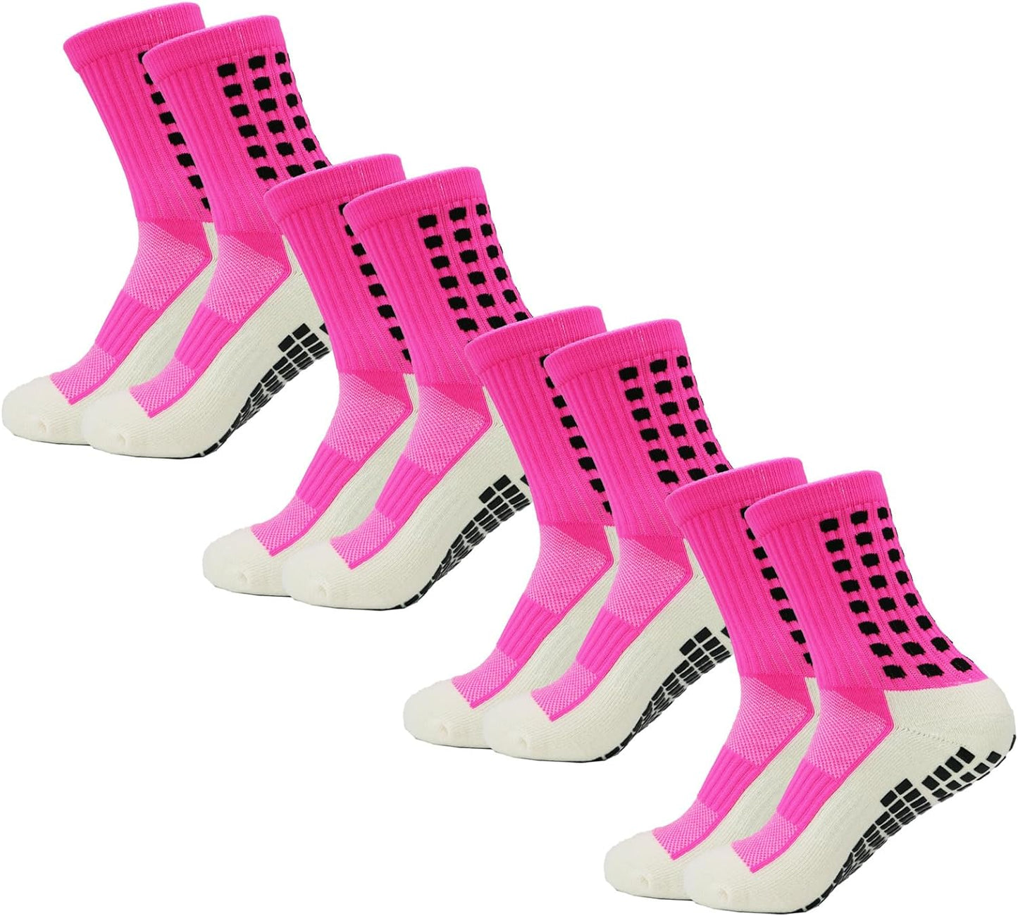 Yufree 4 Pairs Mens Grip Soccer Socks Non Slip Grippy Women Socks for Football Basketball Sports
