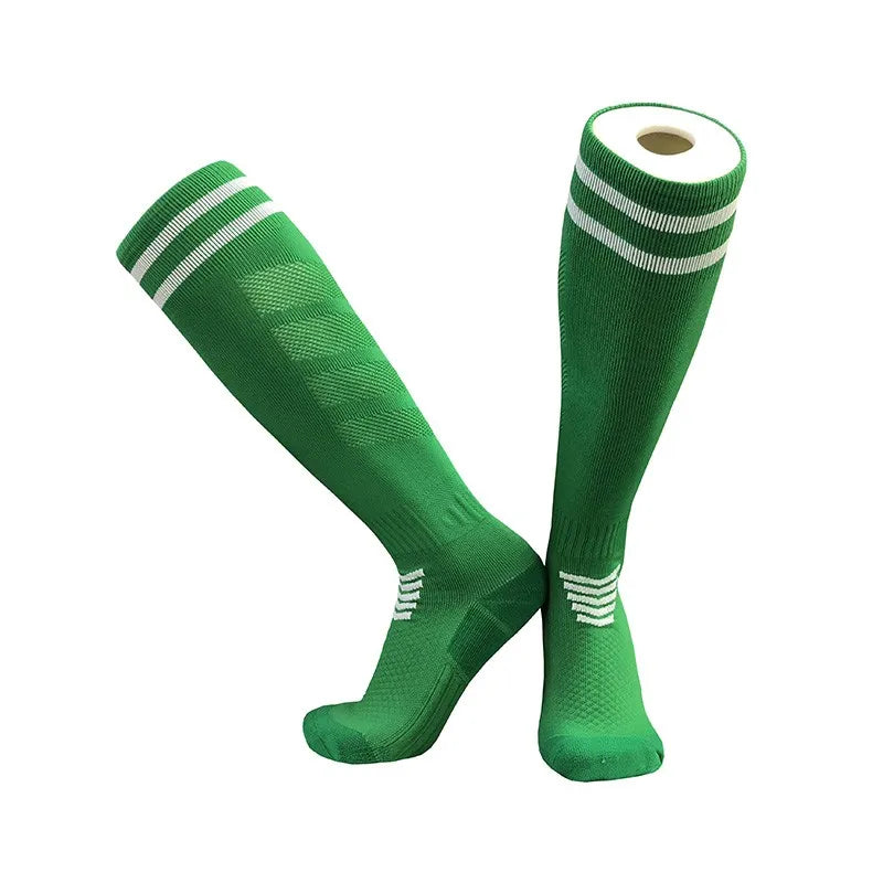 Adults Youths Kids Towel Bottom Soccer Socks Breathable Knee High Training Long Stocking Practical Competitive Mesh Sports Socks