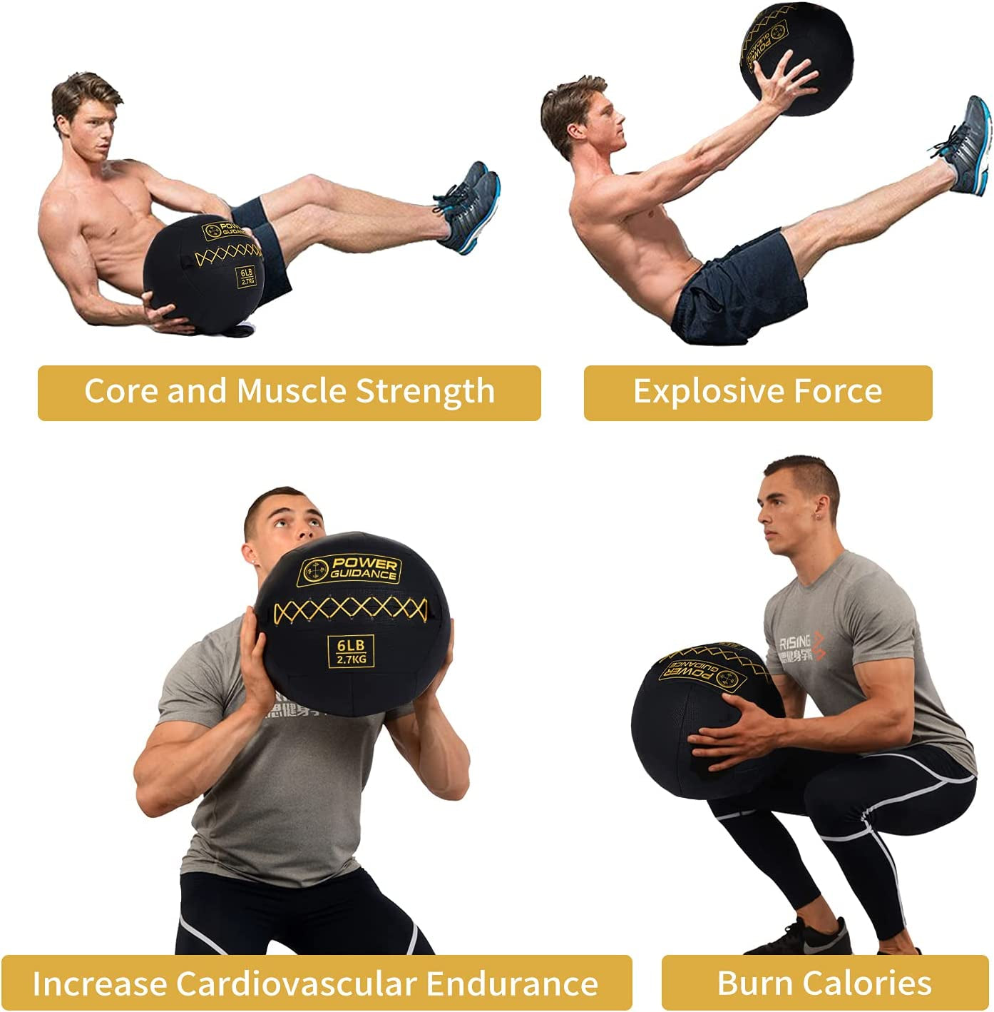 POWER GUIDANCE Textured Wall Ball, Slam Ball, Medicine Ball For Strength & Basics Exercises and Core Strength Training, Variety Weight Balls Perfect Matched Home Gym Exercises (25 Lb)