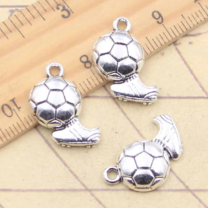 10Pcs Charms Football Soccer Shoes 20X18Mm Tibetan Silver Color Pendants Antique Jewelry Making DIY Handmade Craft
