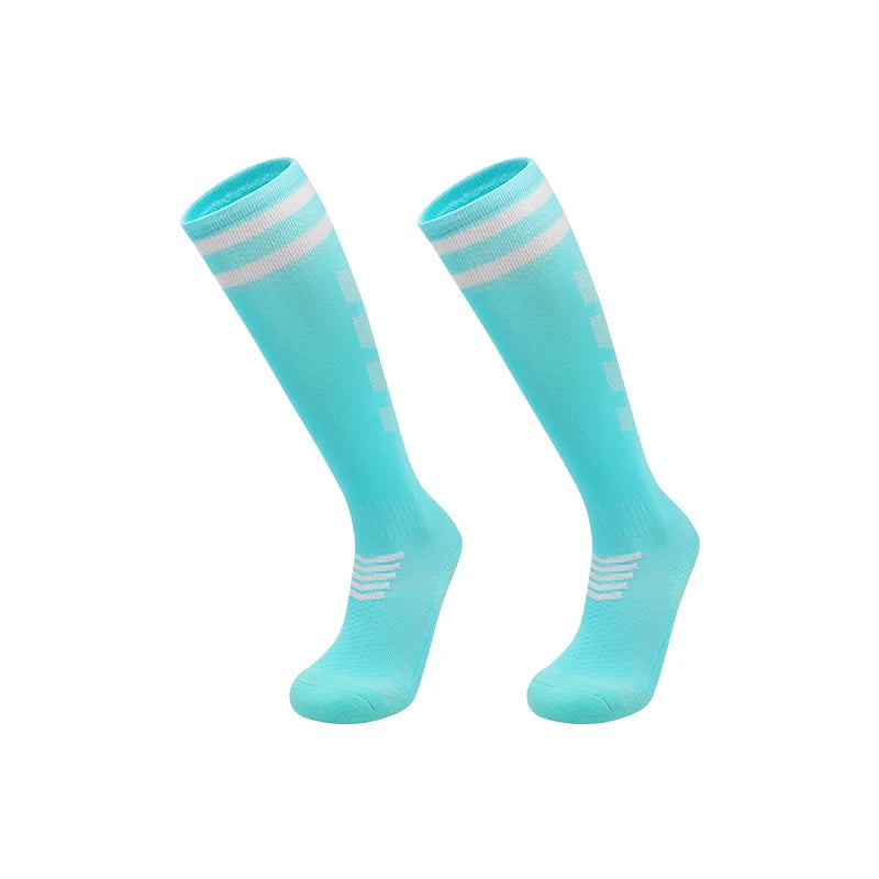 Adults Youths Kids Towel Bottom Soccer Socks Breathable Knee High Training Long Stocking Practical Competitive Mesh Sports Socks