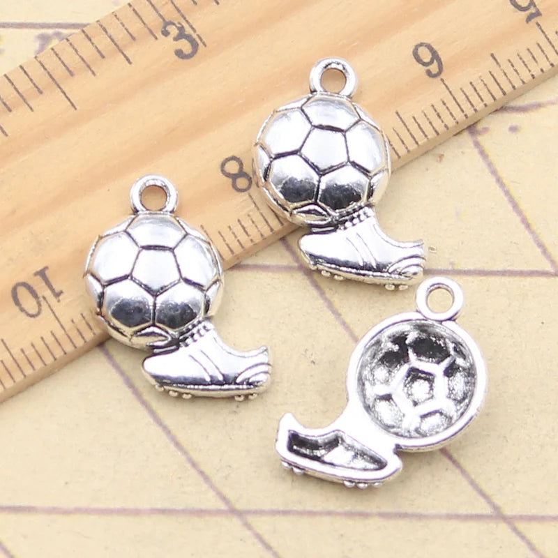 10Pcs Charms Football Soccer Shoes 20X18Mm Tibetan Silver Color Pendants Antique Jewelry Making DIY Handmade Craft