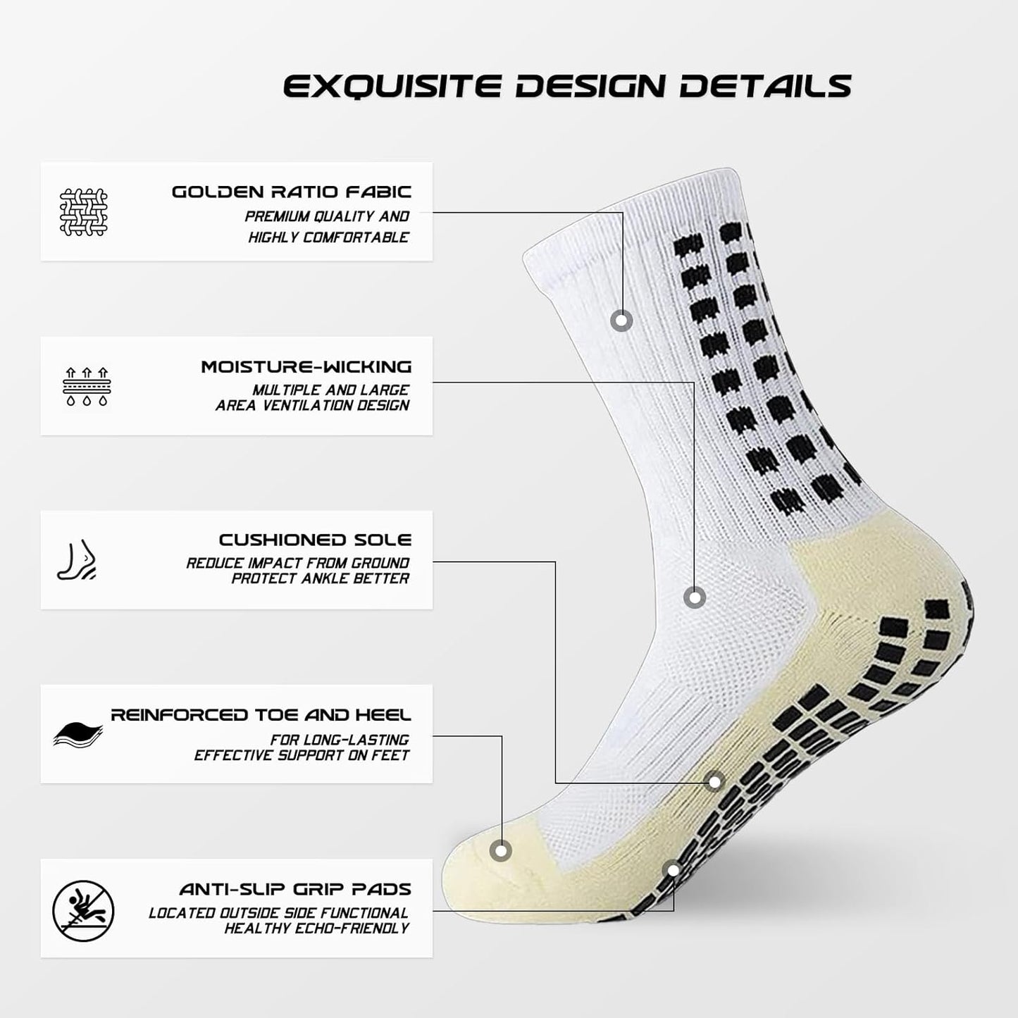 Yufree 4 Pairs Mens Grip Soccer Socks Non Slip Grippy Women Socks for Football Basketball Sports