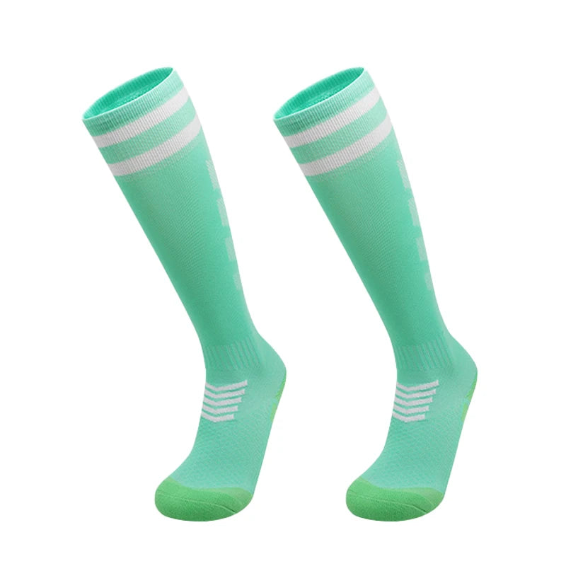 Adults Youths Kids Towel Bottom Soccer Socks Breathable Knee High Training Long Stocking Practical Competitive Mesh Sports Socks