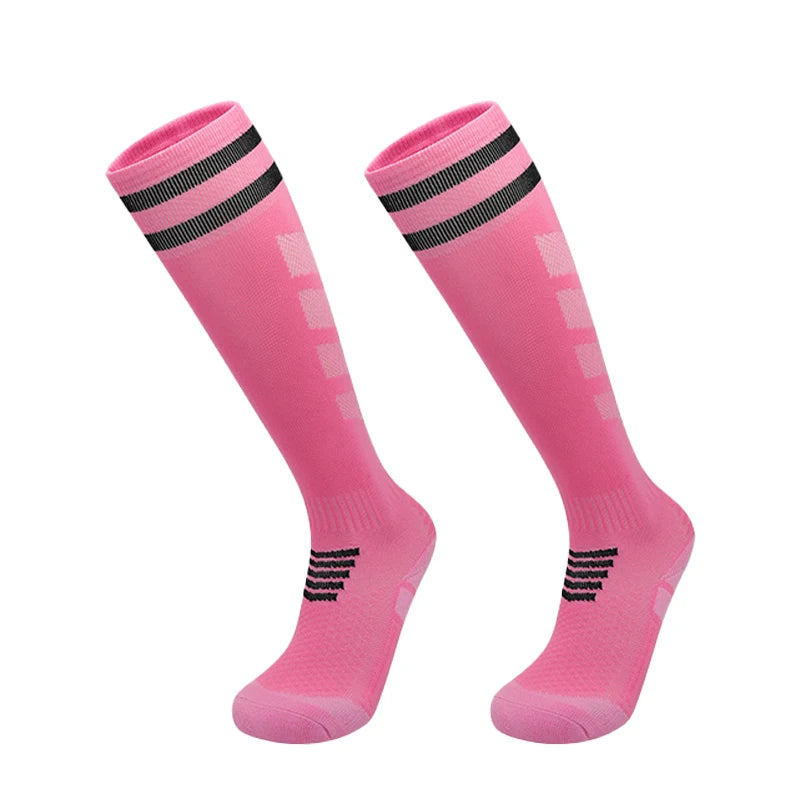 Adults Youths Kids Towel Bottom Soccer Socks Breathable Knee High Training Long Stocking Practical Competitive Mesh Sports Socks