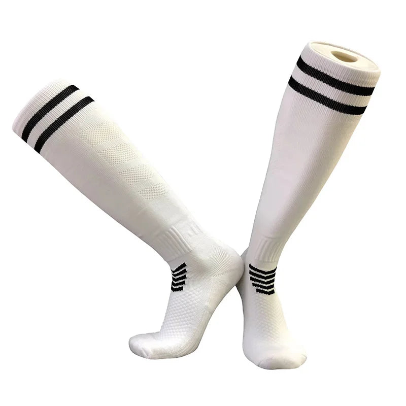 Adults Youths Kids Towel Bottom Soccer Socks Breathable Knee High Training Long Stocking Practical Competitive Mesh Sports Socks