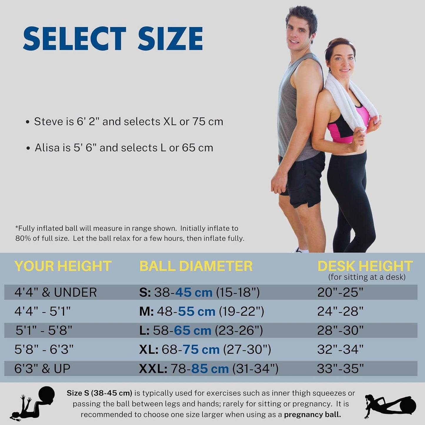 Probody Pilates Exercise Ball - Multiple Sizes Gym Grade Balance Ball for Fitness, Yoga, Workout, Pregnancy & Physical Therapy