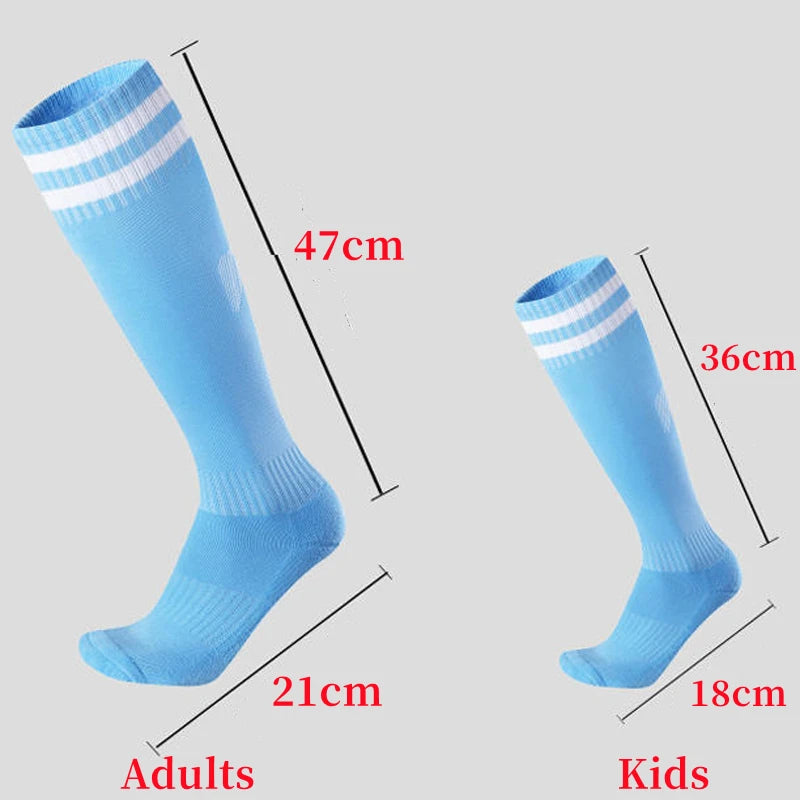 Adults Kids Quality Soccer Football Stockings High Socks Long Tube Knee Cotton Legging Baseball Running Sport Children Socks