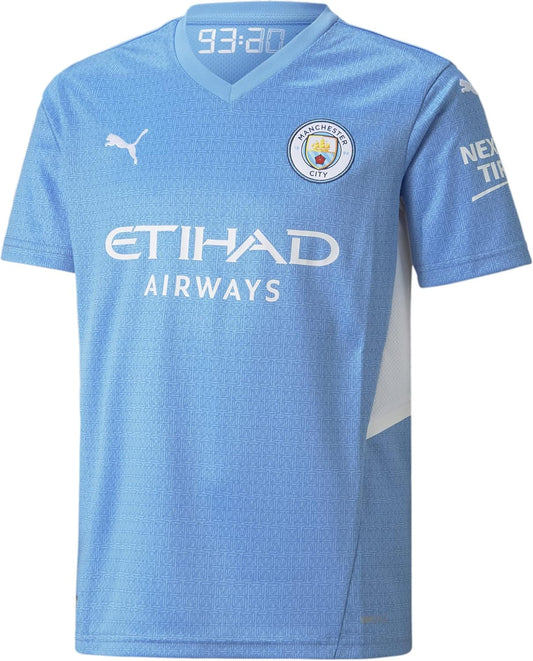 PUMA Manchester City 2021/22 Kids Short Sleeve Home Soccer Shirt Blue