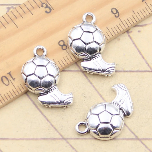 10Pcs Charms Football Soccer Shoes 20X18Mm Tibetan Silver Color Pendants Antique Jewelry Making DIY Handmade Craft