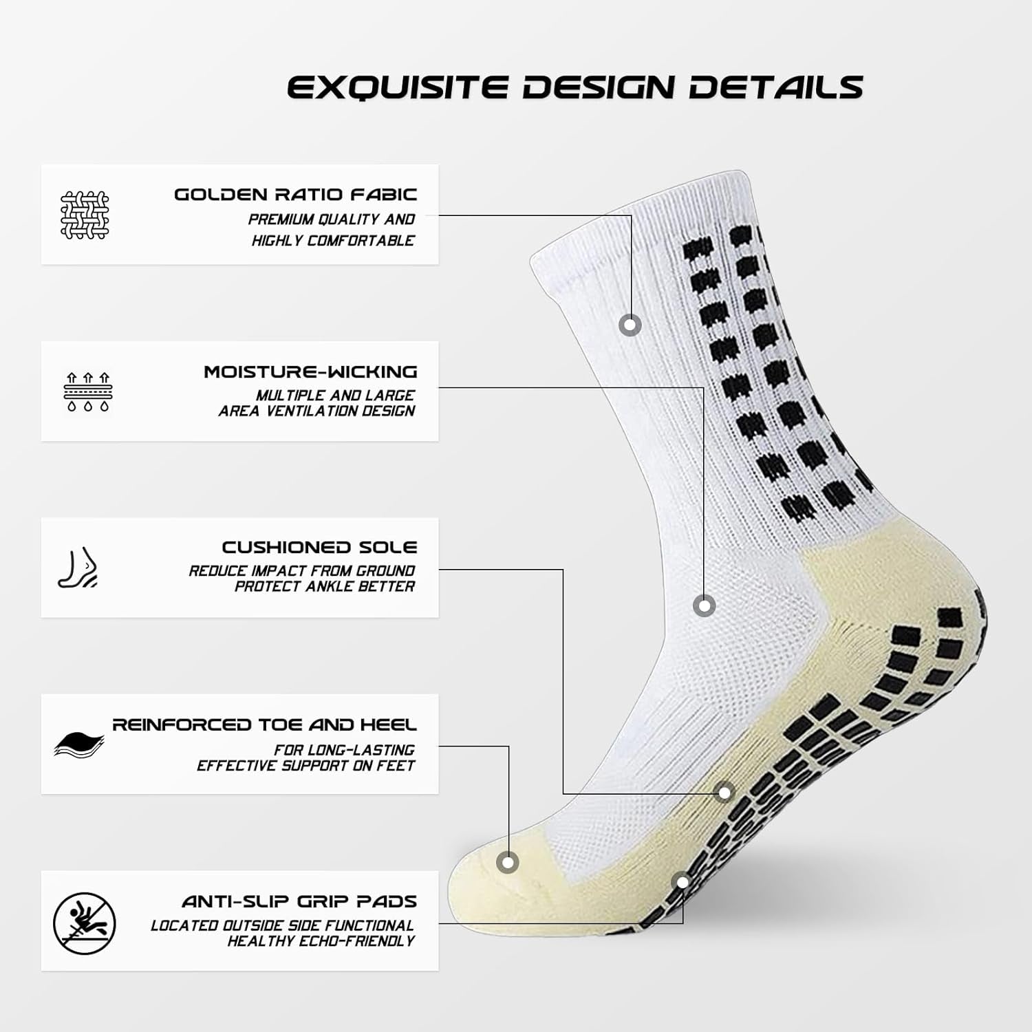 Yufree 4 Pairs Mens Grip Soccer Socks Non Slip Grippy Women Socks for Football Basketball Sports